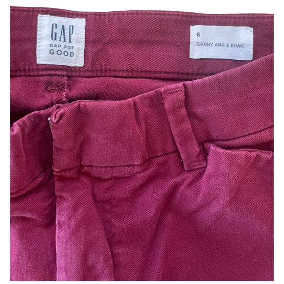 Gap Skinny Ankle Khaki in Burgundy Size 6 - Picture 3 of 7